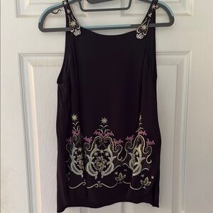 French Connection Embroidered Navy Sleeveless Top